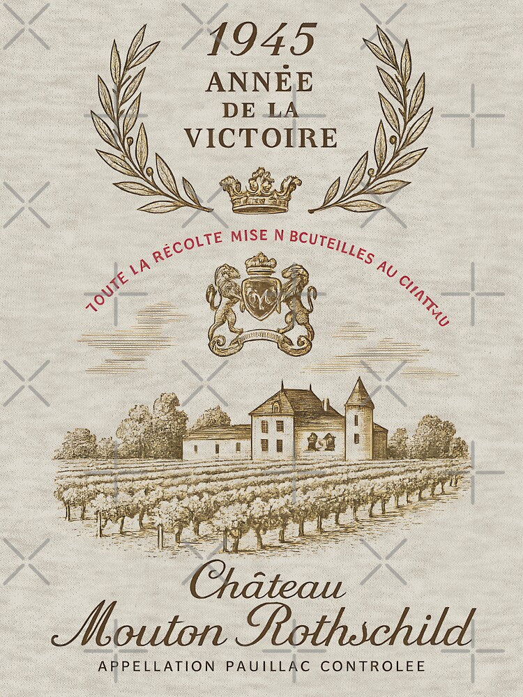 Wine Pairing Art | Vintage Château Mouton Rothschild 1945 Vineyard Scene | French Wine Lover by WAUZ