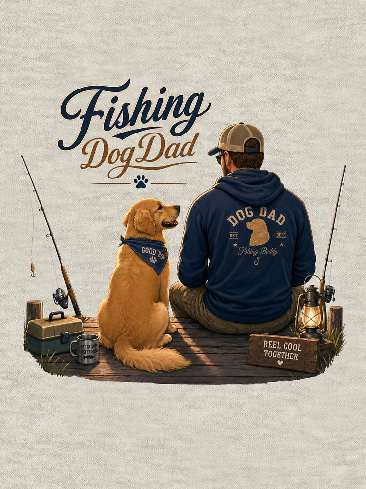 Fishing Golden Retriever Dog Dad Sunset Kawaii T-Shirt by Ashley critters