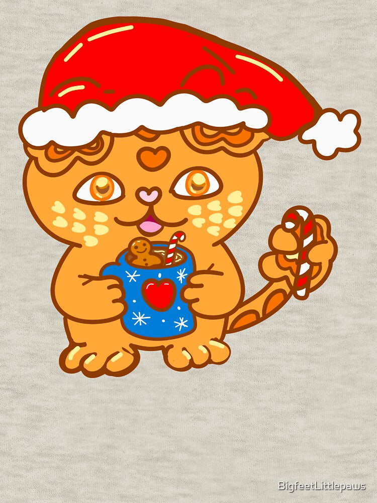 Christmas Ginger Cat Hot Chocolate – Cute Festive Persian Cat by BigfeetLittlepaws