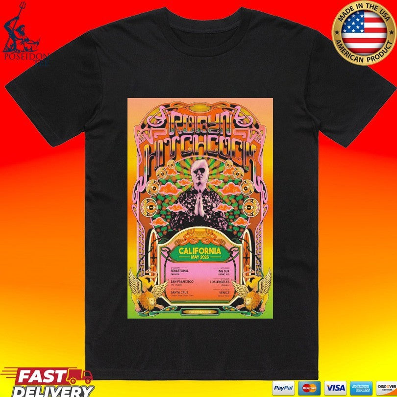 Robyn Hitchcock California May 2026 Shows T-shirt