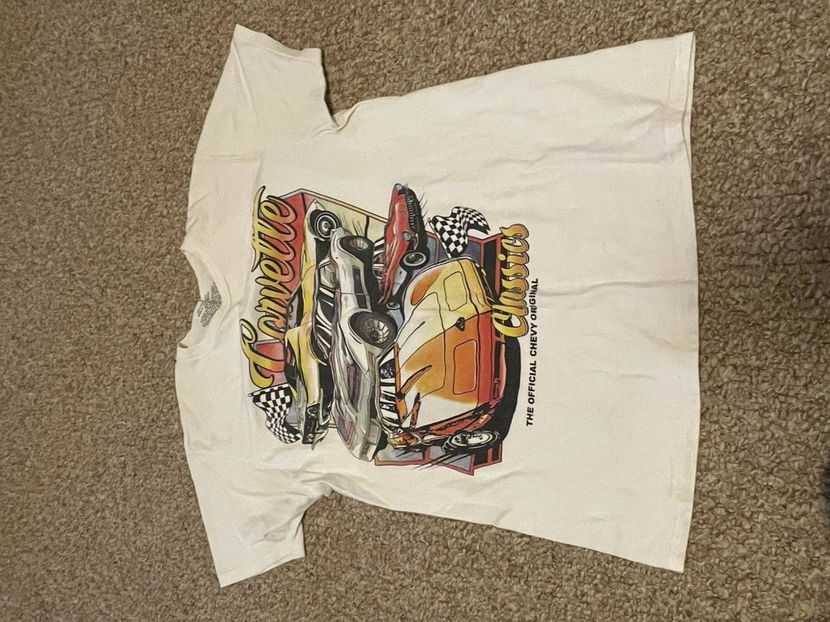 Chemistry Vintage Style T Shirt Classic Corvette Muscle Car White Men’s Large