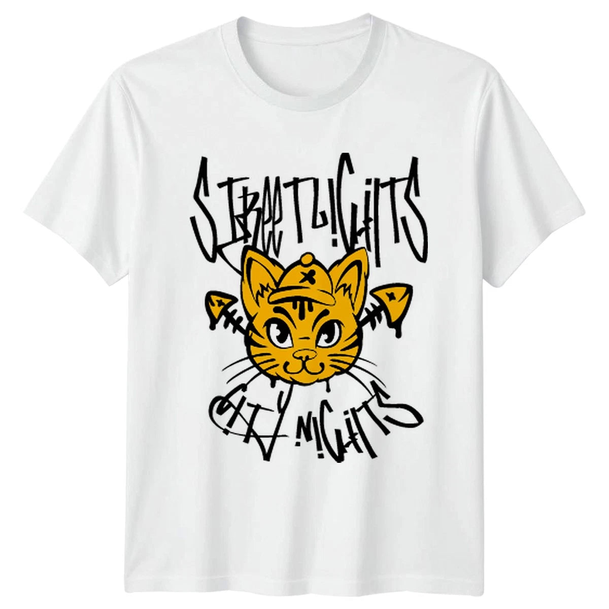Street Lights City Nights T-Shirt Urban Cat Streetwear Birthday Gift For Him