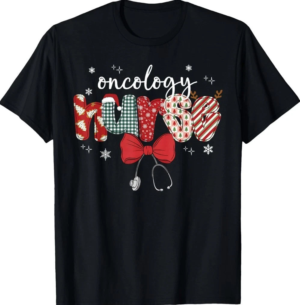 Christmas Oncology Nurse Coquette Stethoscope OCN Nursing T-Shirt