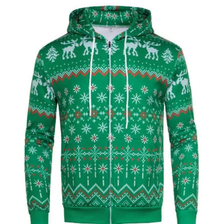 Ugly Christmas Zipper 3D Hoodie Xmas Long Sleeve HS1569