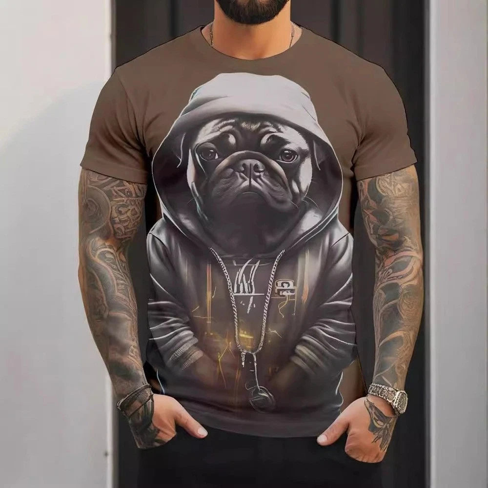 Mens loose fitting printed t shirt casual style suitable for all seasons wear
