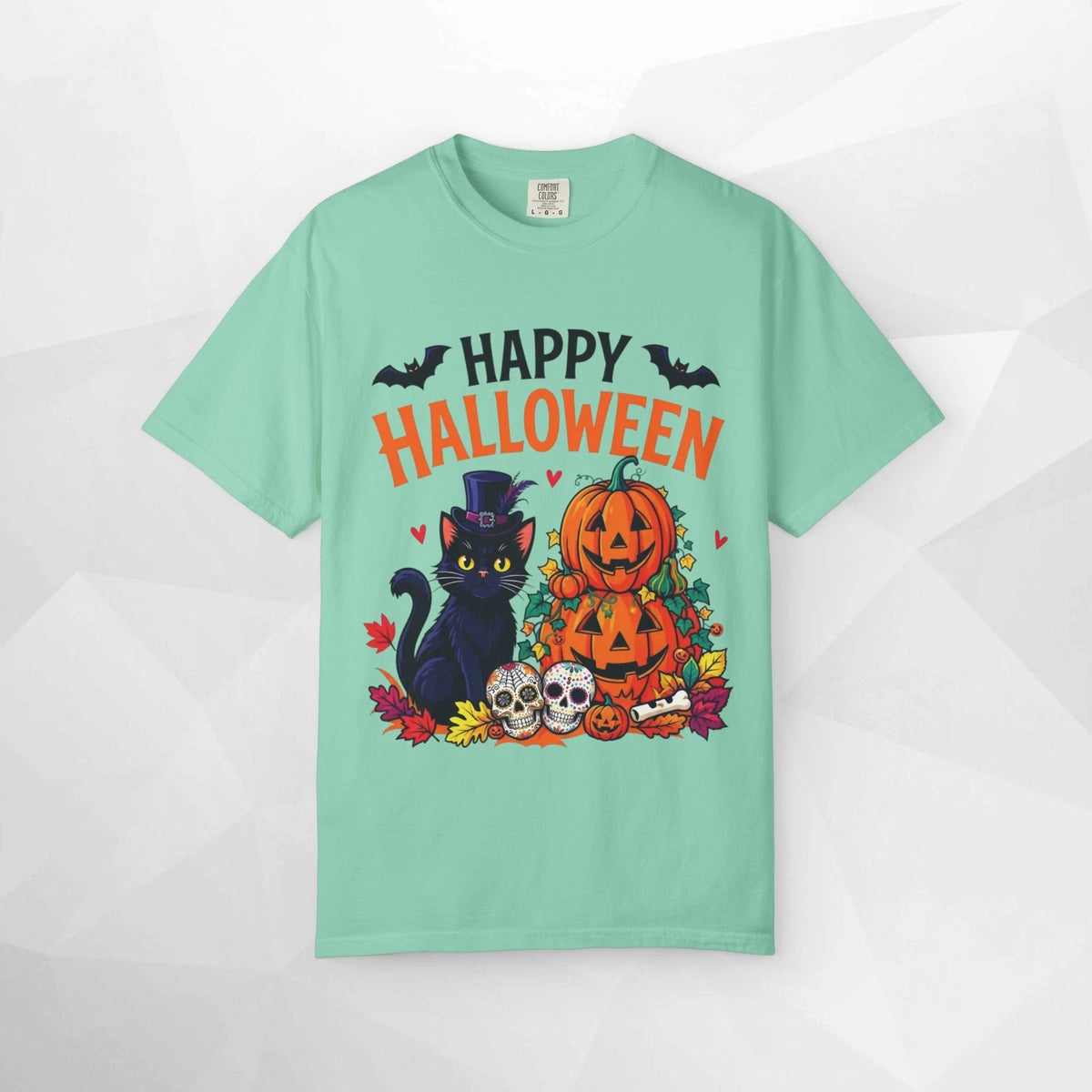 Happy Halloween Black Cat Pumpkin T-Shirt, Spooky Cute Holiday Graphic Tee