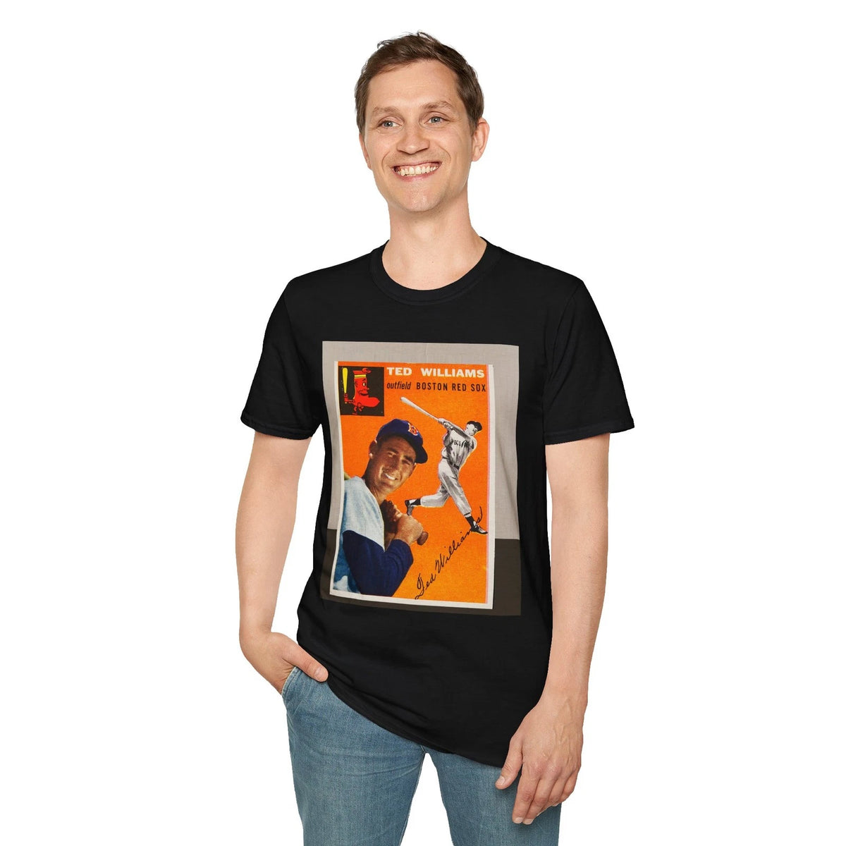 Ted Williams Red Sox Baseball Card  Photo Art  T Shirt, Unisex Sports