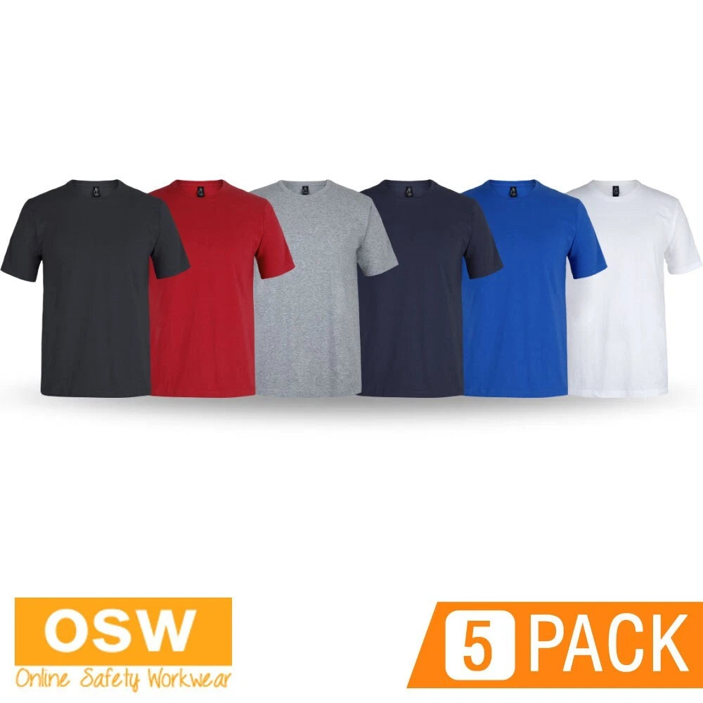 5 X Men's Bobbin Crew Neck Elastane Short Sleeve Fabric Cotton Tee Urban Fit