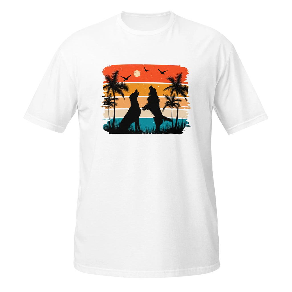 Retro Sunset Dog Unisex T-Shirt, twilight dawn dusk moonlight sunrise nature