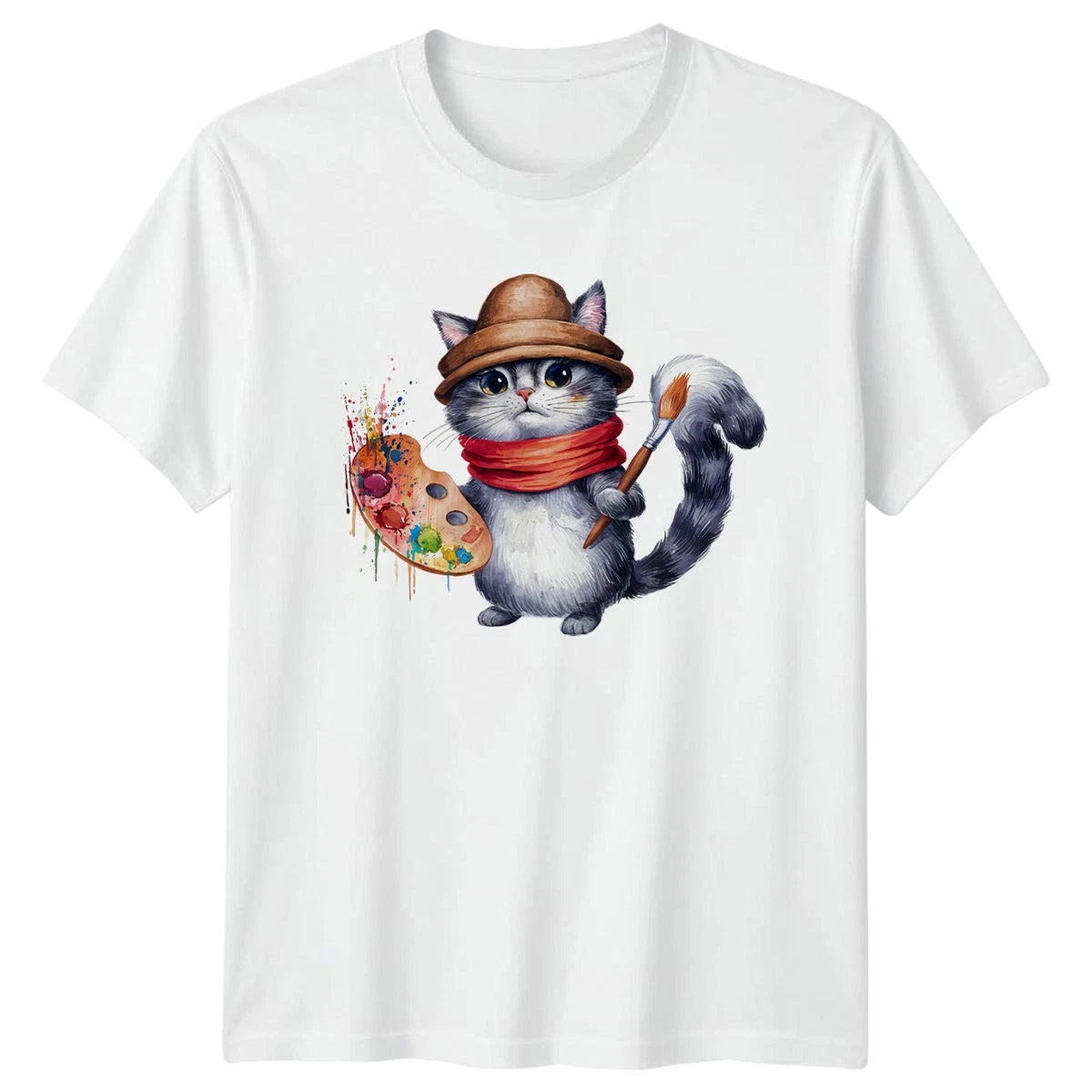 Artist Cat T-Shirt Cat Lover Painting Art Gift For Him And Her