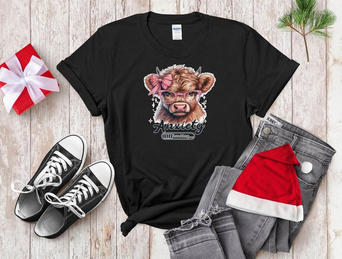 Anxiety Loading T-shirt Cow Men Women Unisex T Shirt Hoodie Baseball 4336