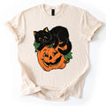 Cute Black Cat On Jack O' Lantern Pumpkin Halloween Unisex T-Shirt