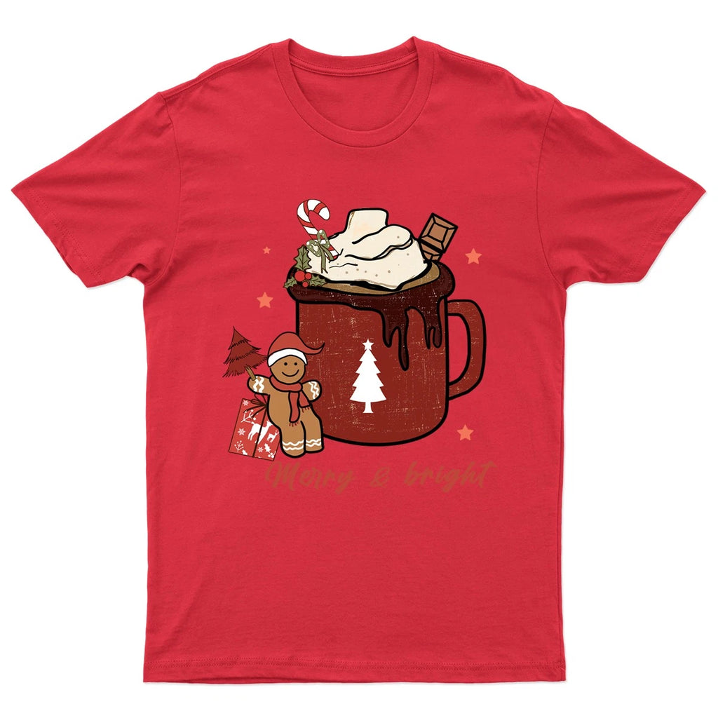 Merry And Bright Christmas T-Shirt Unisex Retro Seasonal Funny Xmas Santa -q