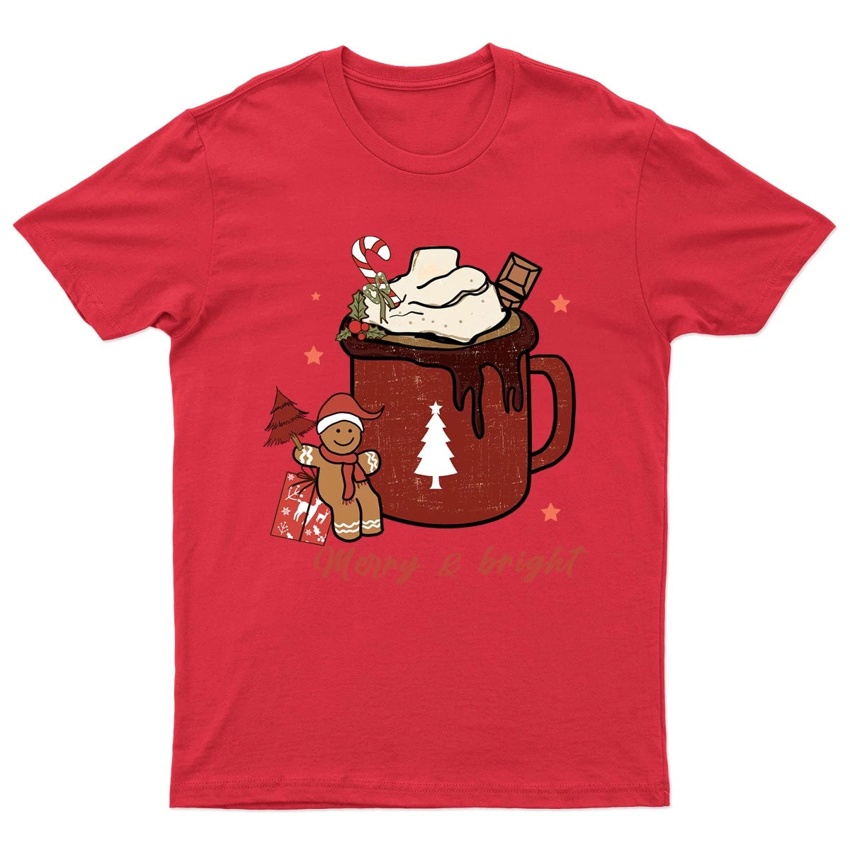 Merry And Bright Christmas T-Shirt Unisex Retro Seasonal Funny Xmas Santa -q