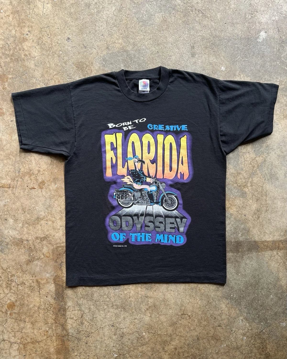 Vintage 1990 Florida Flamingo Motorcycle T Shirt “Born To Be Creative” Adult L