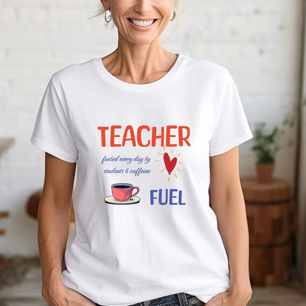 Teacher Fuel Shirt – Retro Coffee Tee for Teachers, Bella+Canvas 3001