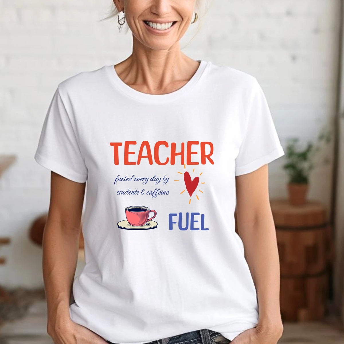Teacher Fuel Shirt – Retro Coffee Tee for Teachers, Bella+Canvas 3001