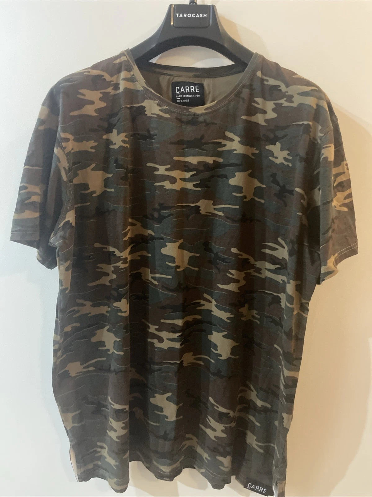 Carre Paris 2XL Men's Crew Neck T-Shirt Camo Green Street Wear Military Army