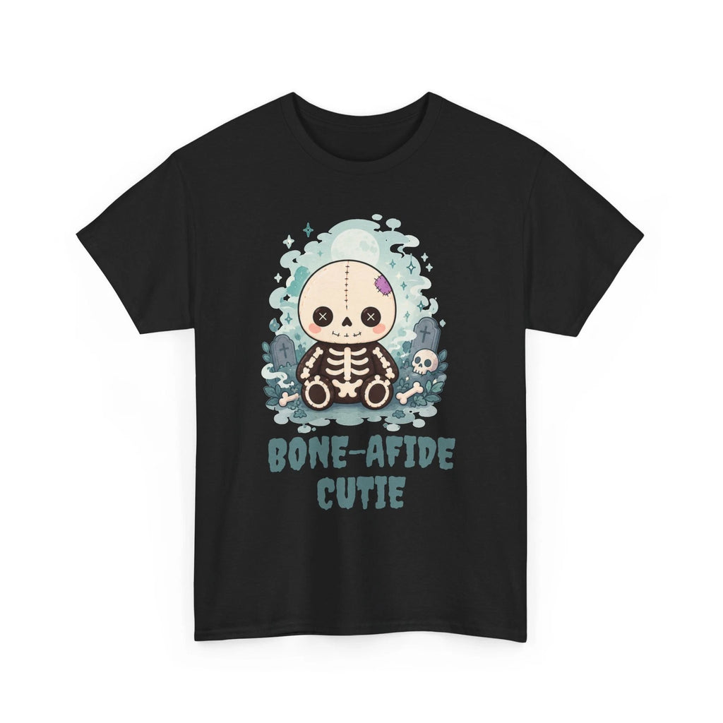 "BONE-AFIDE CUTIE"- Creepy Cute Skeleton Simple Halloween T-Shirt