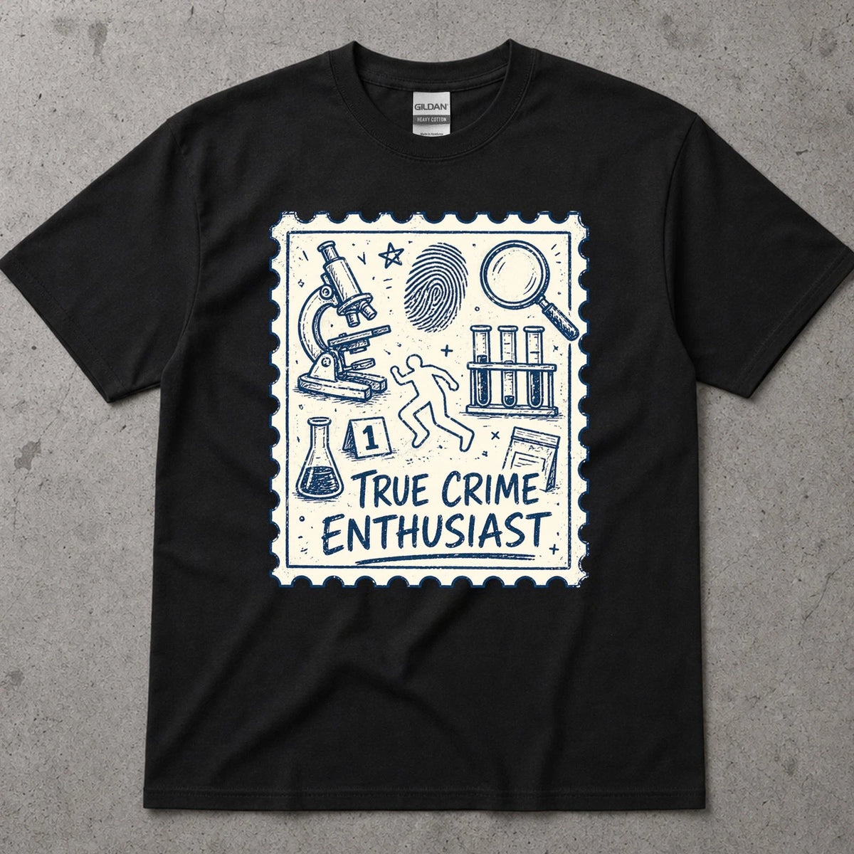 True Crime Enthusiast Fingerprint Microscope Forensic Investigation T-Shirt