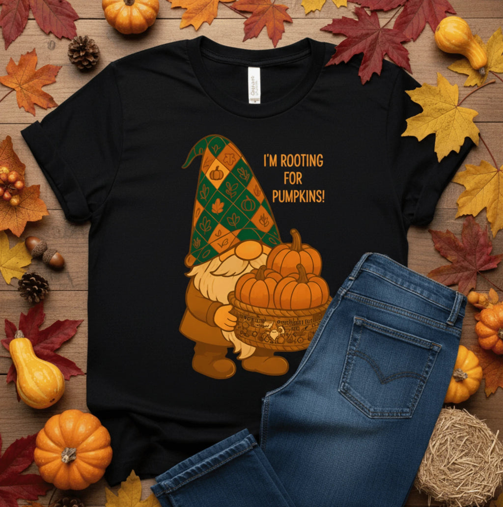 Gnome Pumpkin T-Shirt, Fall Apparel, Halloween Shirt, Autumn Gift, Unisex Tee