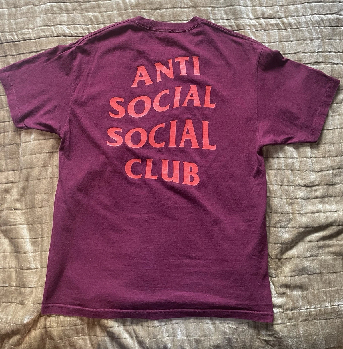 Anti Social Social Club ASSC Maroon Burgundy Logo T-Shirt Size Large