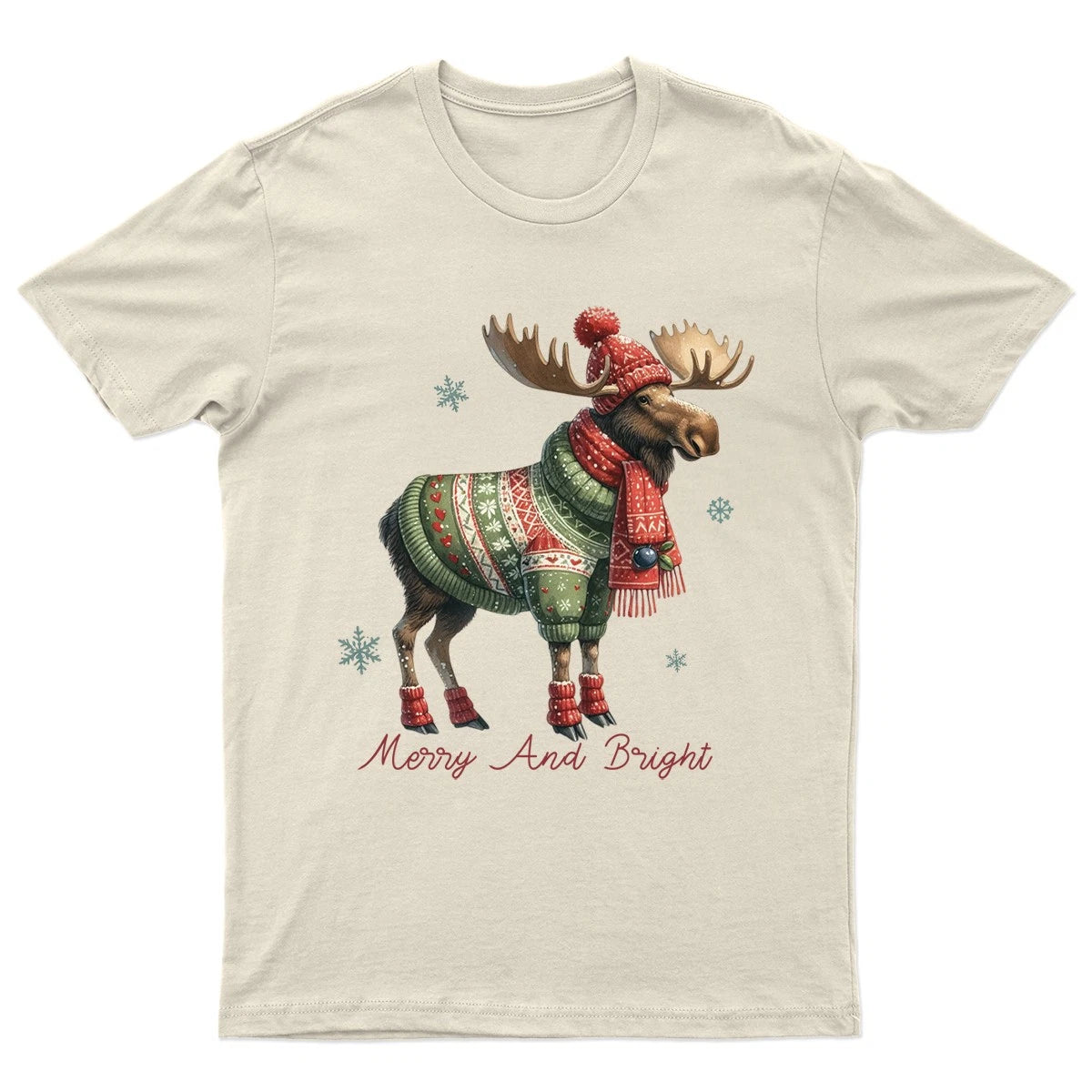 Merry And Bright Moose T-Shirt Unisex Gift Retro Funny Womens Vintage Mens