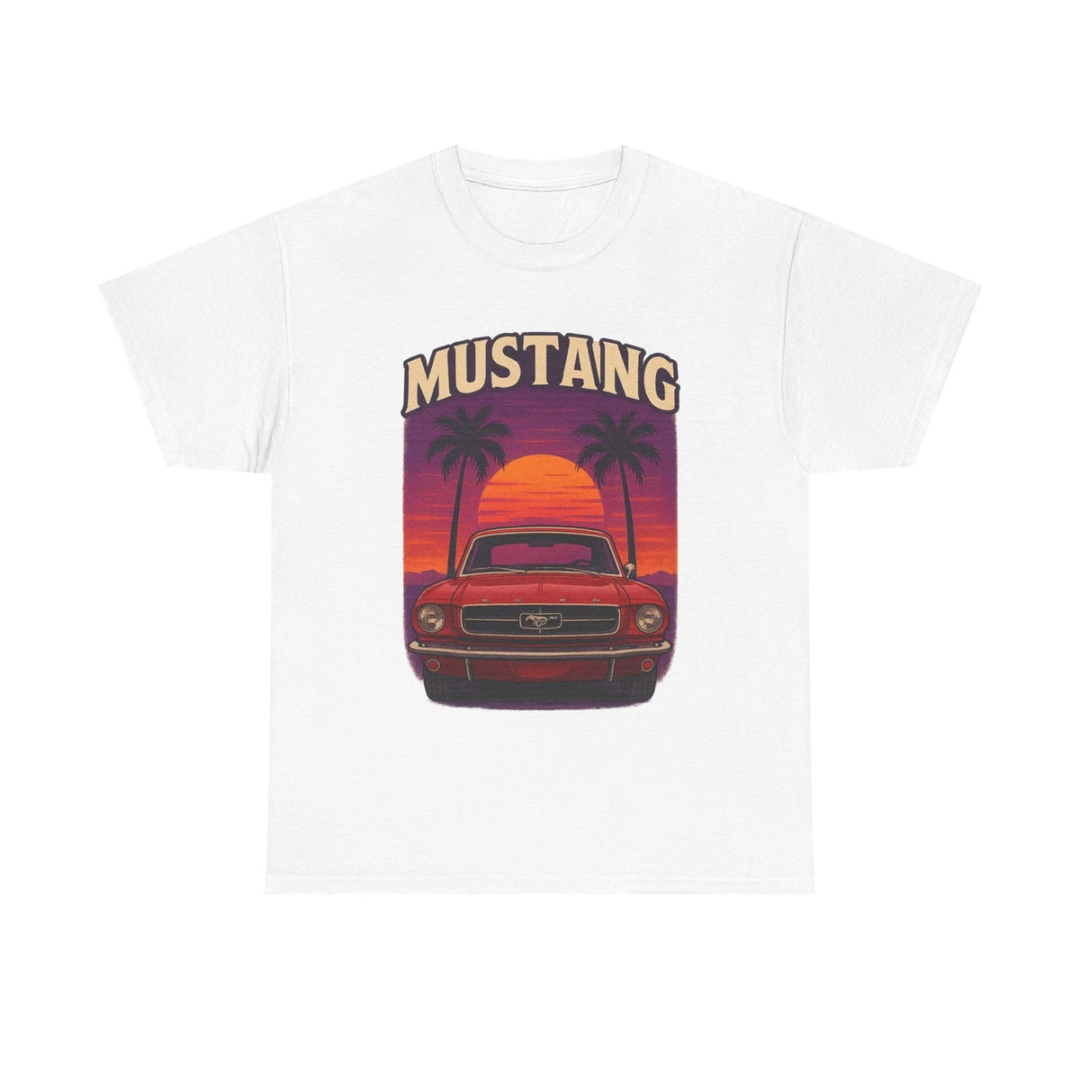 Retro Sunset Cruise Tee, Vintage Car Beach Vibes Shirt, Ford Mustang Lover Gift,
