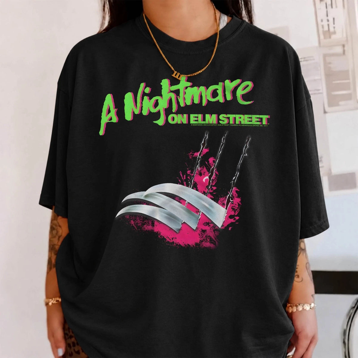 Nightmare on Elm Street Neon Slash Horror Movie T-Shirt