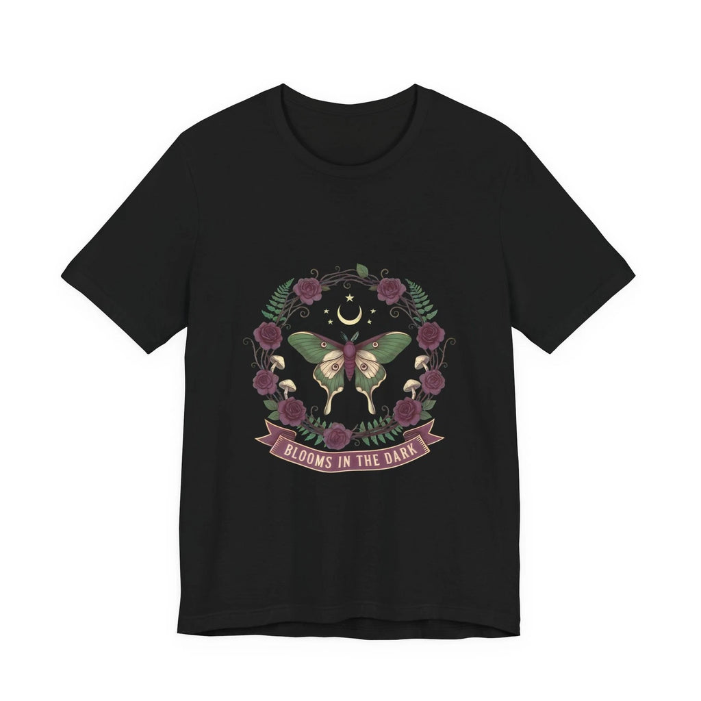 Blooms in the Dark T-Shirt, Luna Moth Gothic Botanical Tee