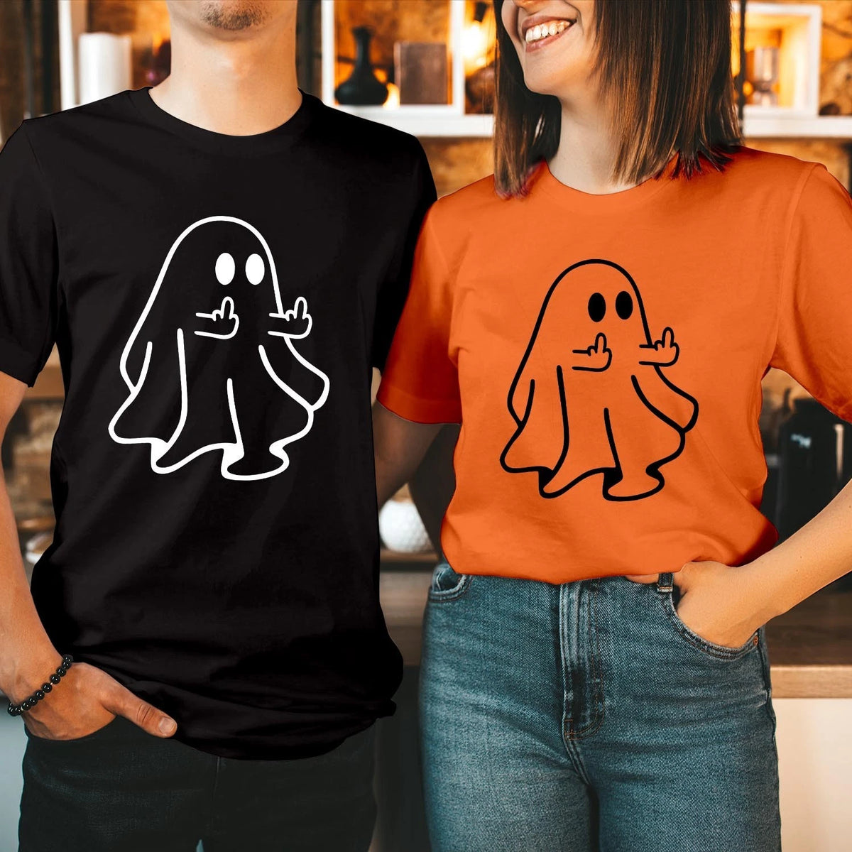 Boo Ghost Middle Finger T-Shirt Funny Offensive Halloween Adult Costume T-2021