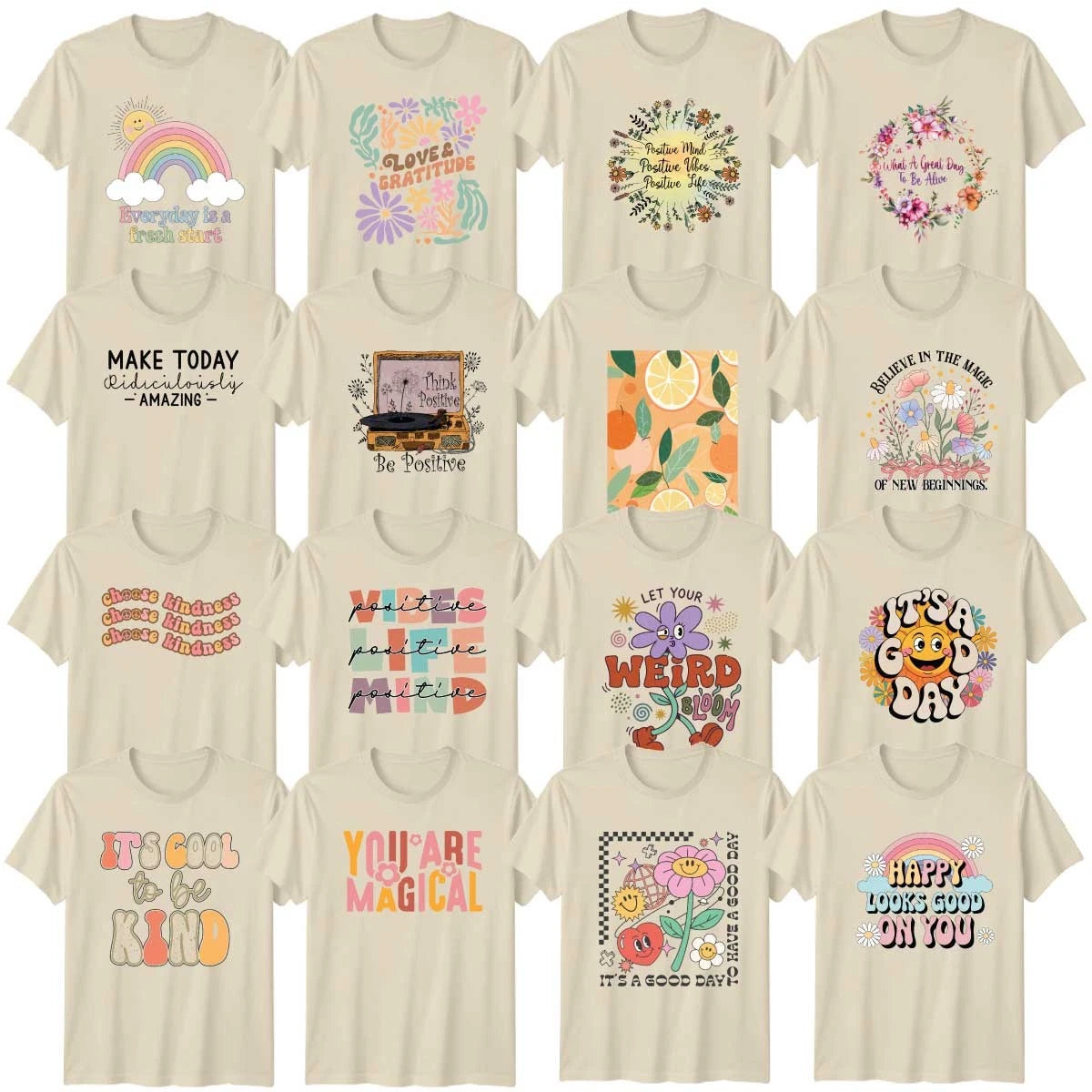 Retro Positive Vibes Floral Mental Health Adult T-Shirt Positive Vibes Gift