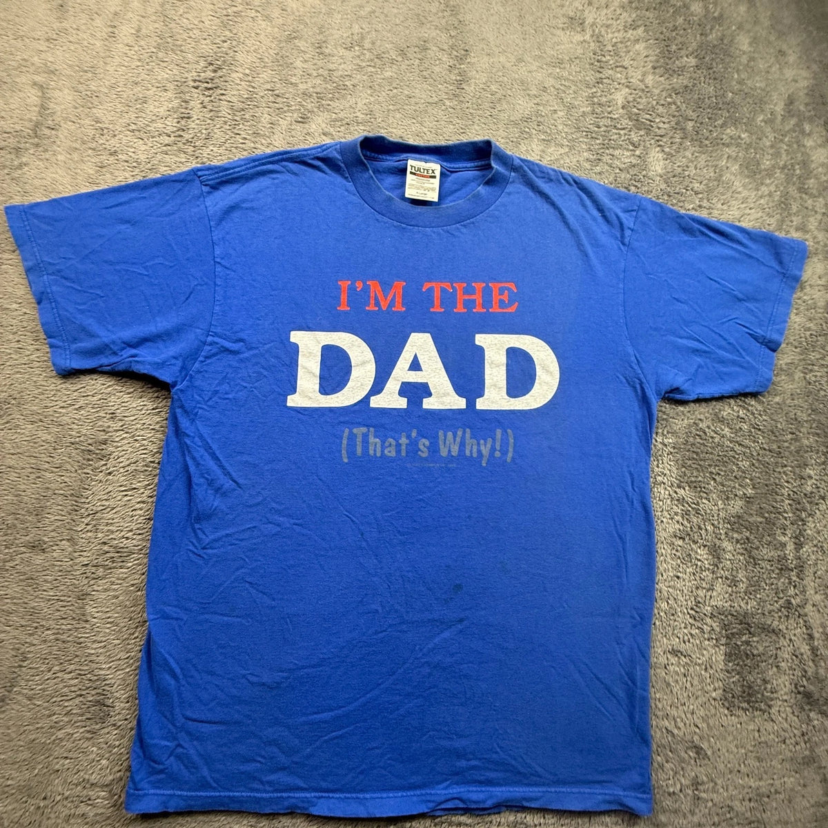 Vintage 90s Dad Funny Tee Shirt Tultex Crew Neck Mens XL Blue IM THE DAD