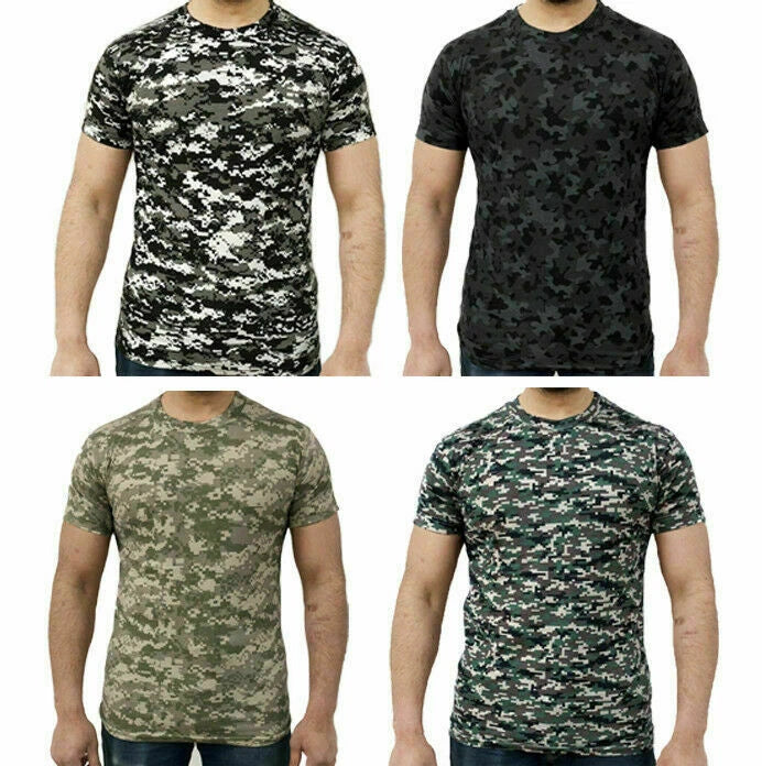 New Short Sleeve Mens Game Camouflage Army Printed Camo Military T Shirt Tops