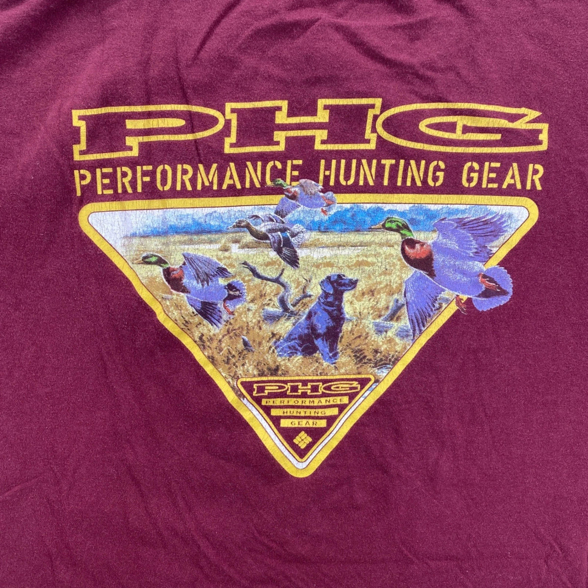 Columbia T-Shirt Mens XXL Burgundy PHG Performance Hunting Gear Duck Graphic