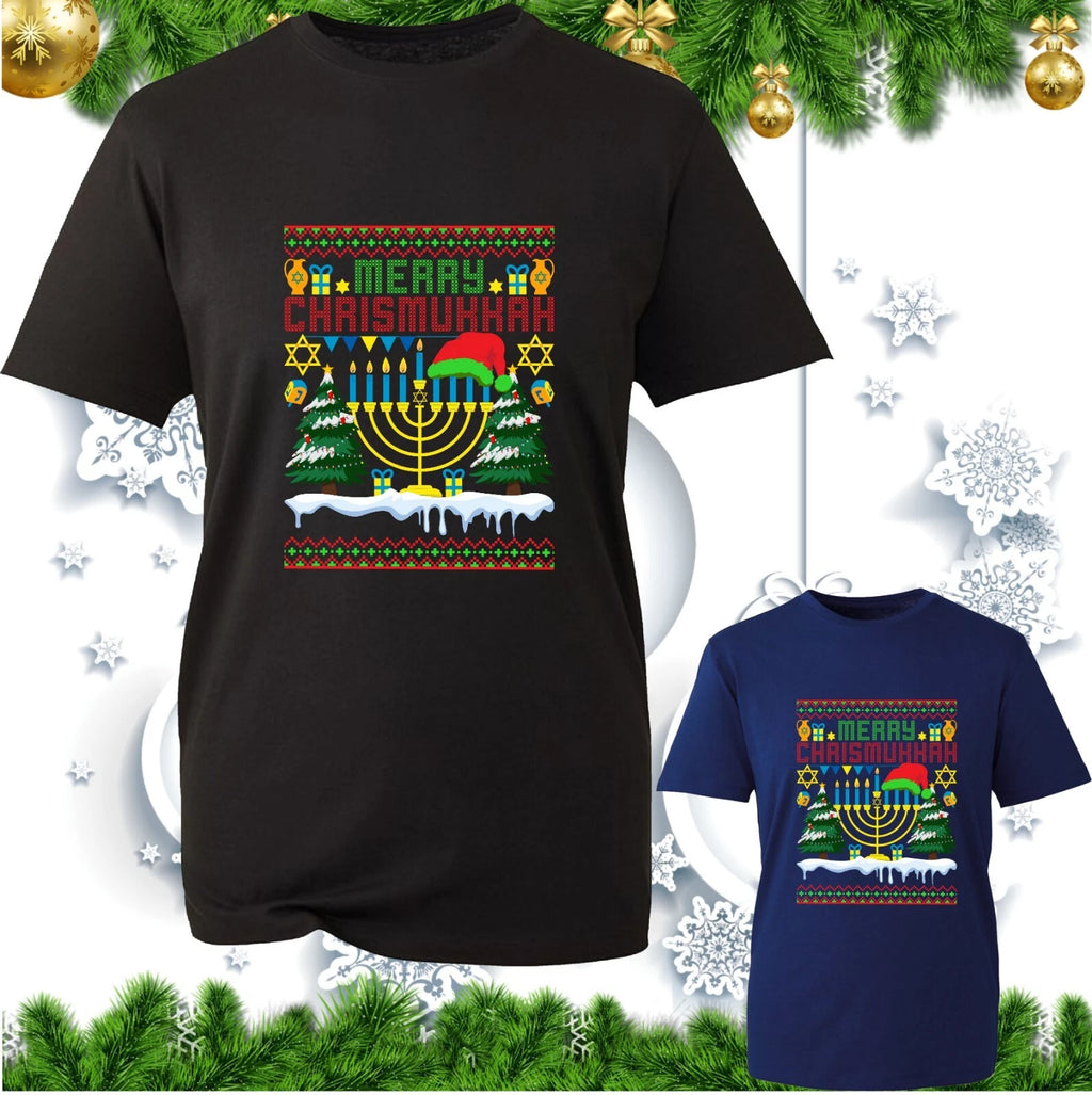 Merry Chrismukkah T-Shirt Merry Christmas Ugly Xmas Hanukkah Jewish Holiday Top