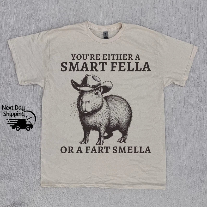 Retro Smart Fella Capybara Funny 90s Vintage Distressed Washed Unisex Tee