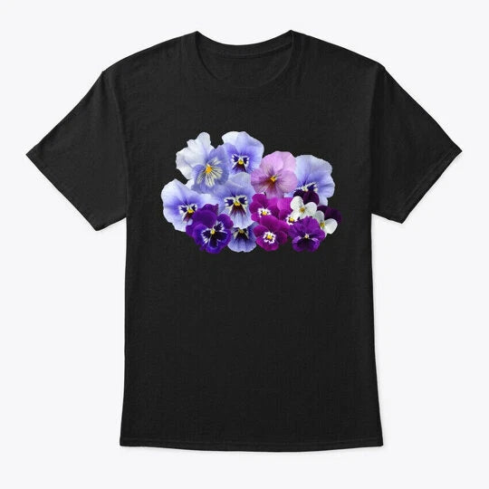 Purple Pansies Flowers Gardening T-Shirt Made in the USA Size S to 5XL
