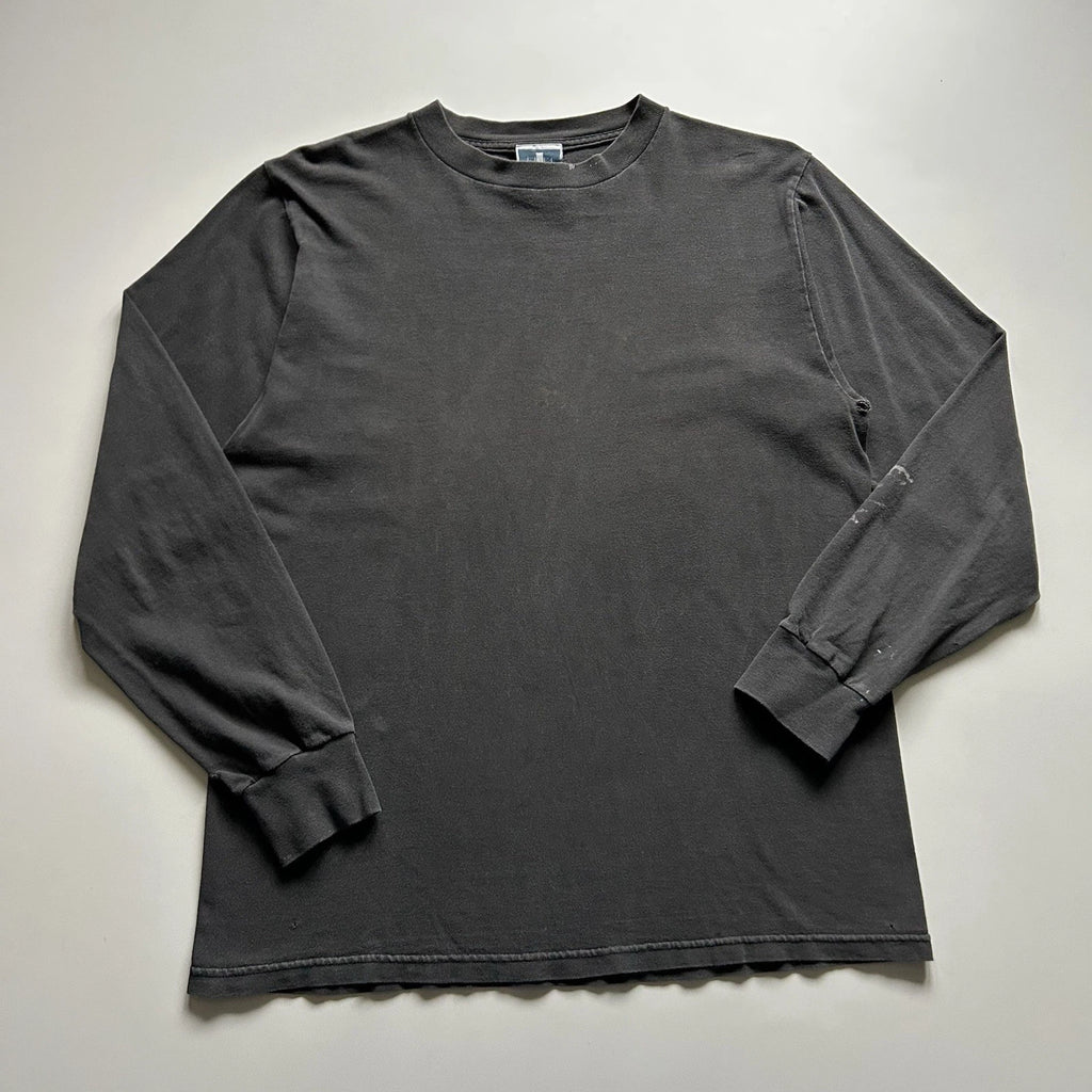 Vintage Sun Faded Black Blank Long Sleeve Shirt Men's Medium Y2K Cotton Rare