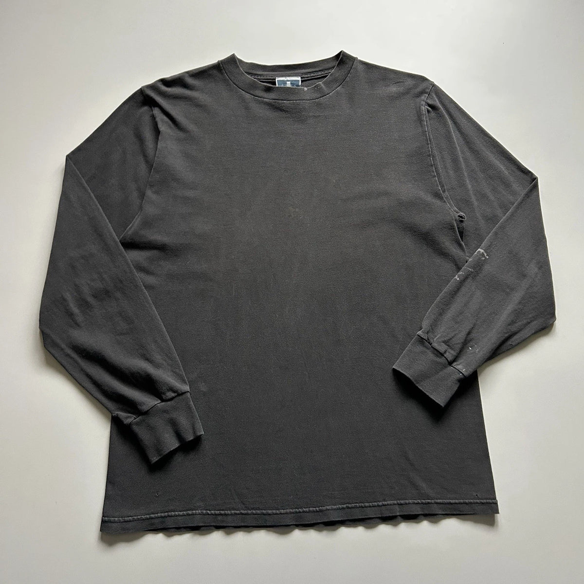 Vintage Sun Faded Black Blank Long Sleeve Shirt Men's Medium Y2K Cotton Rare