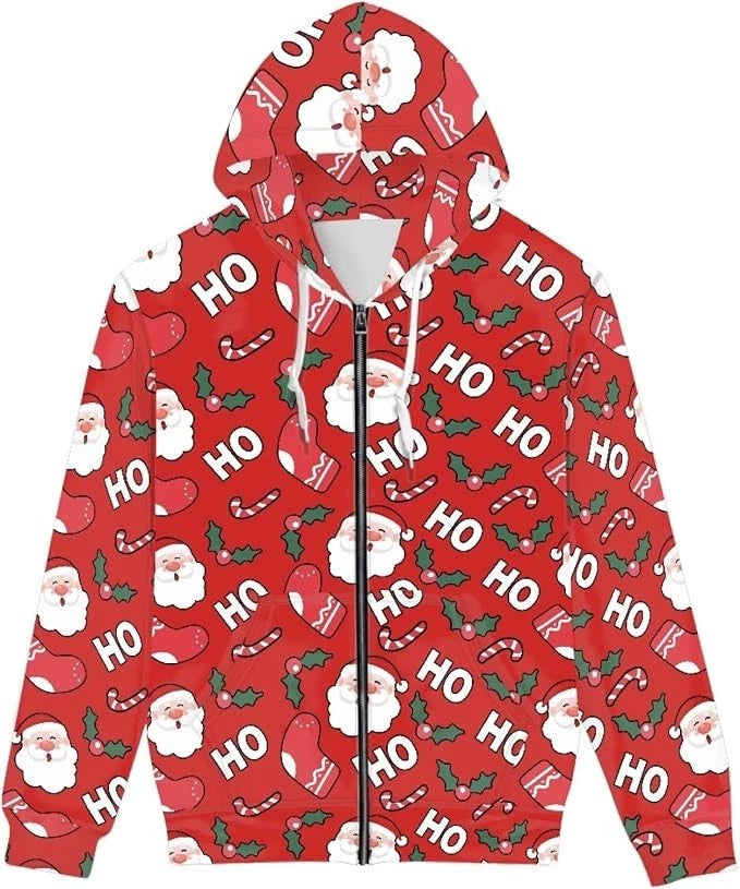 Ugly Christmas Zipper 3D Hoodie Xmas Long Sleeve HS1568