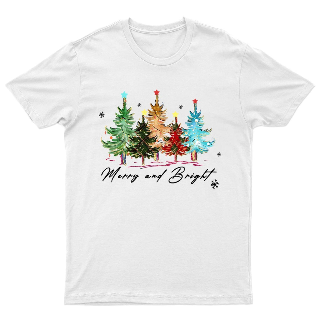 Merry And Bright Christmas T-Shirt Unisex Gift Retro Funny Womens Vintage Mens