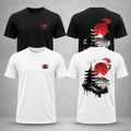 Men's Nature Mountain Sunset Graphic T-Shirt Flying Birds Casual Summer Tee