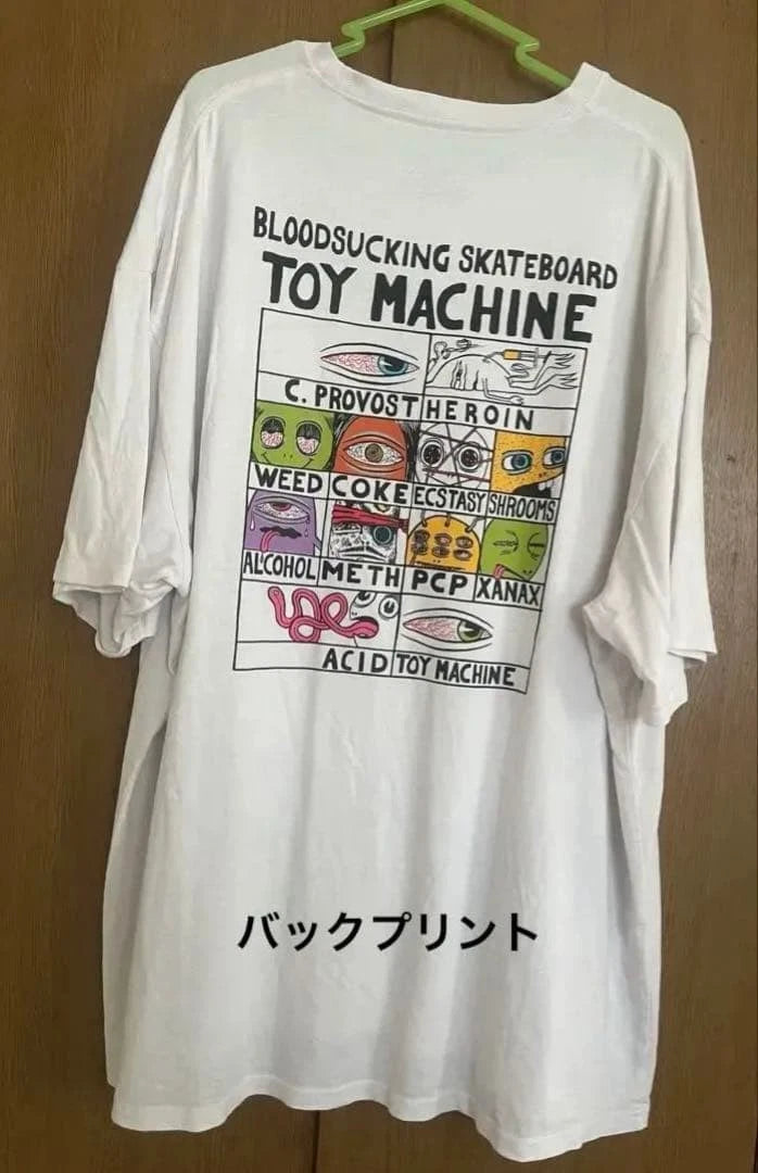 TOY MACHINE White T-Shirt XL with Back Print - Skate Brand