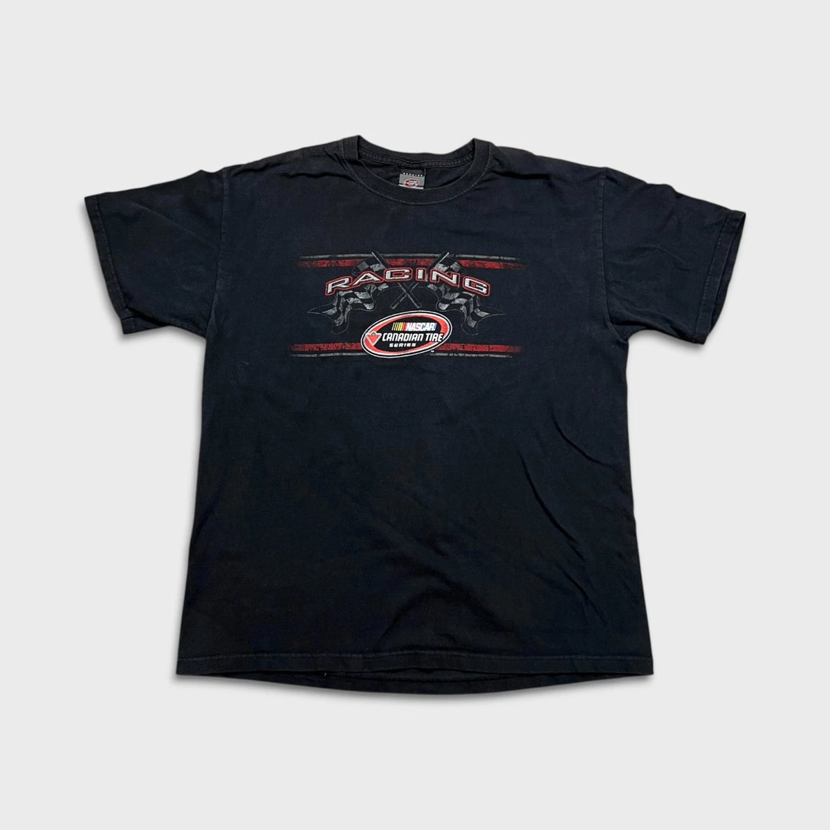 Vintage NASCAR Racing T Shirt Mens Large Black Sportswear Graphic Faded Y2K Tee