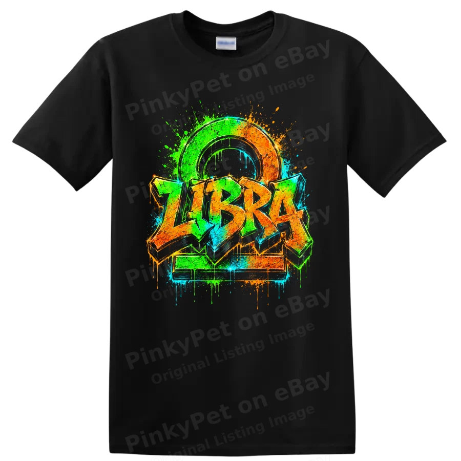 Libra Zodiac Sign Graffiti Astrology Horoscope Colorful Art T Shirt Gift Tee
