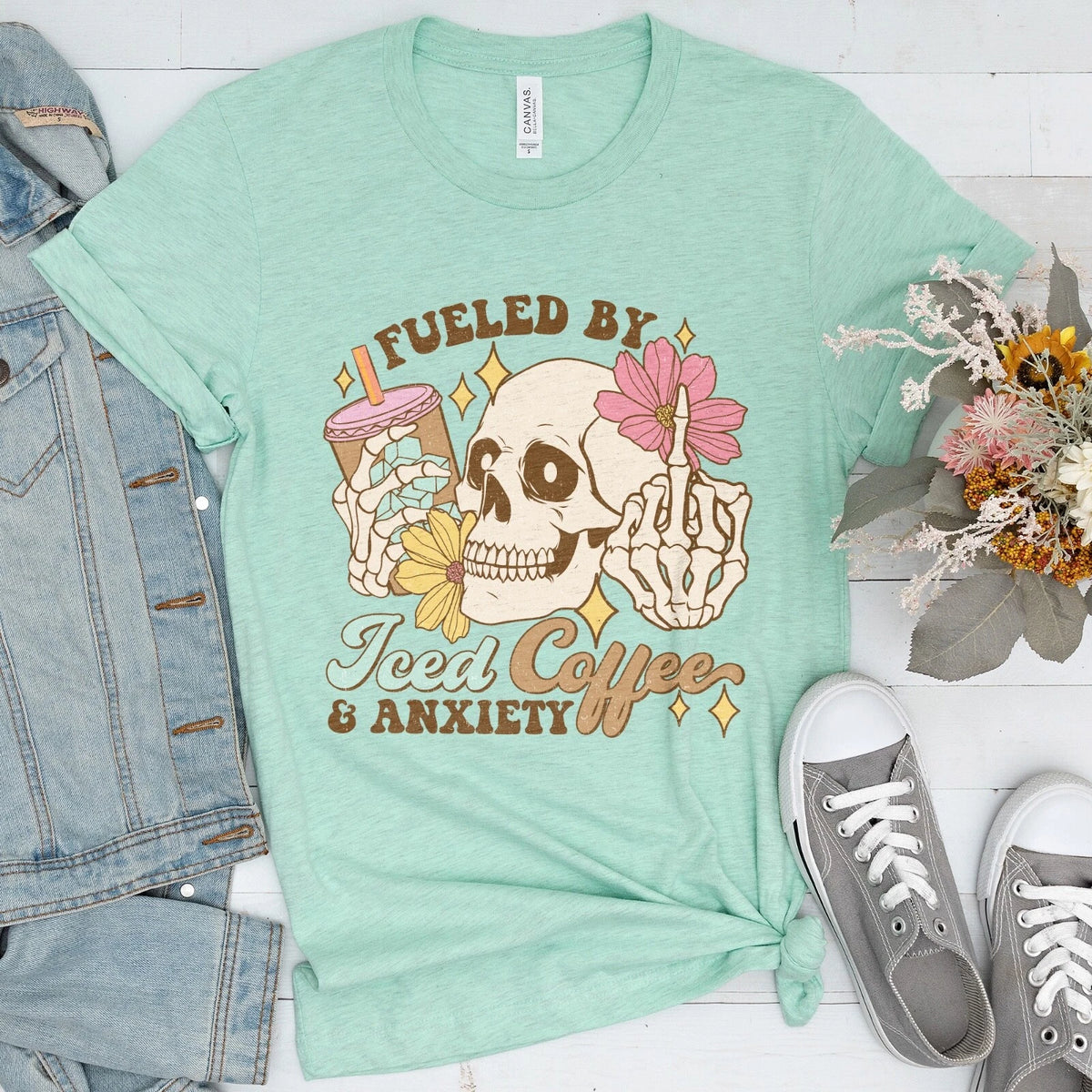 Coffee and Anxiety Shirt Coffee Addict Tee Iced Coffee Lover Shirt Sarcastic Gif