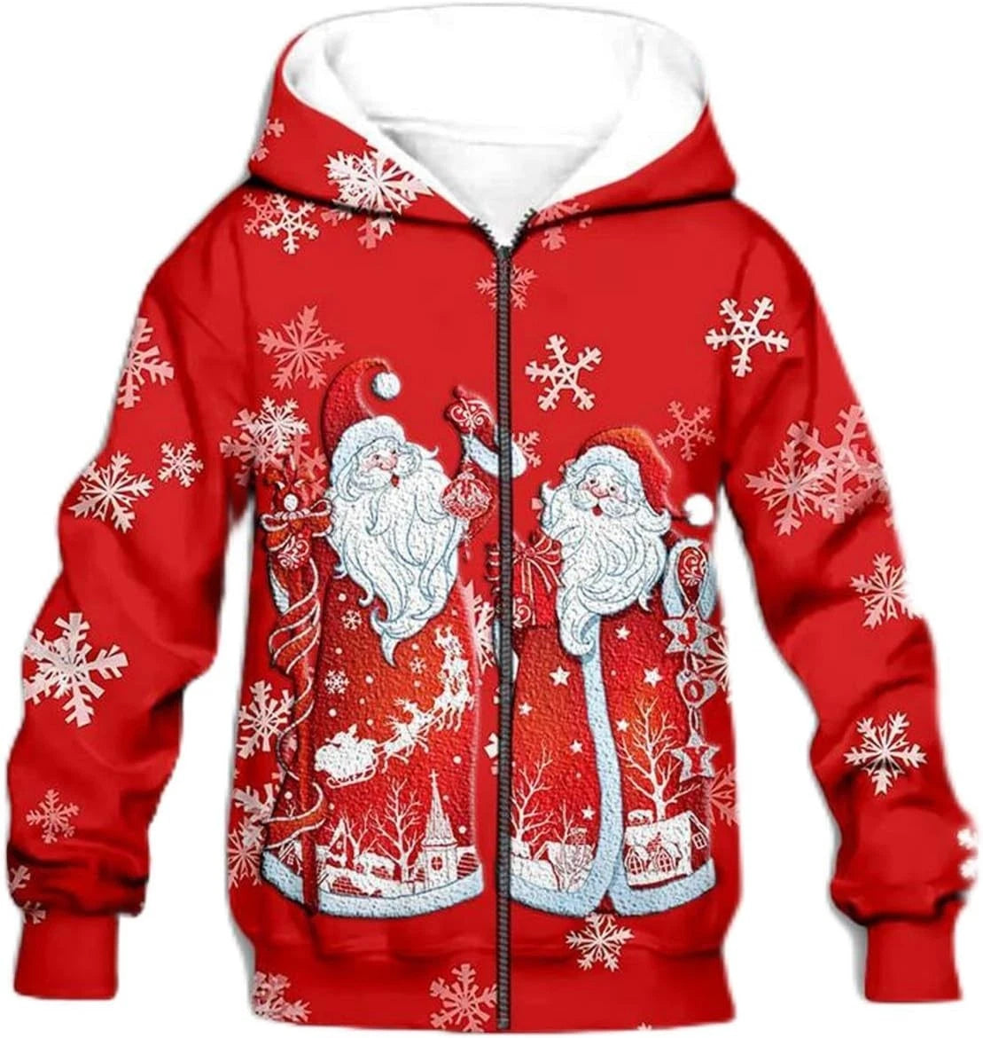 Snowman Ugly Christmas Zipper Hoodie 3D Santa Plow Holiday HS1576