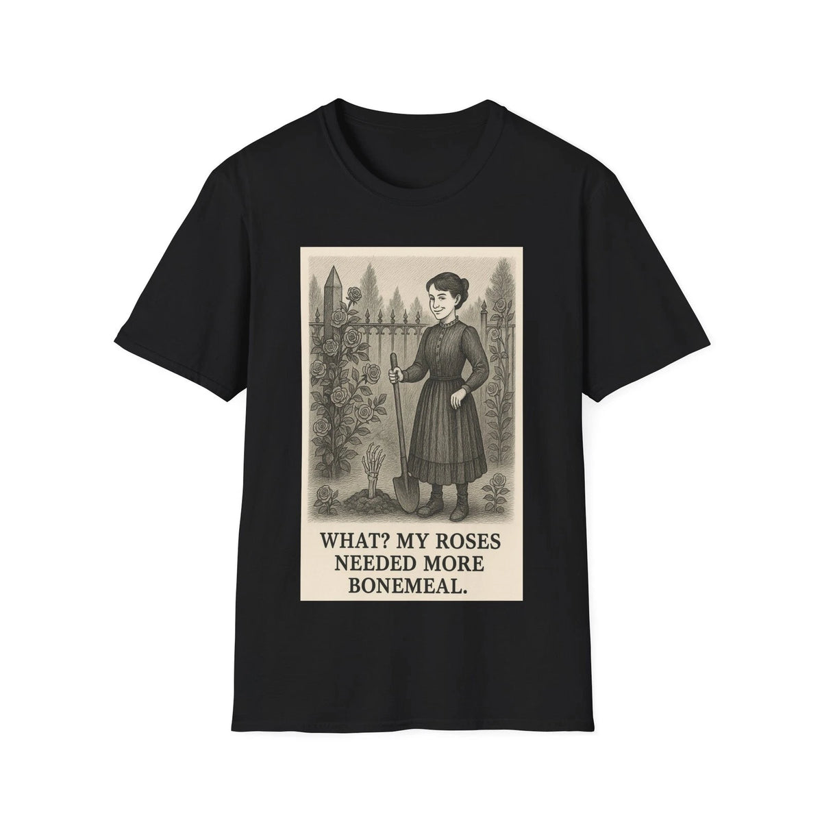 Gothic Edward Gorey style Evil Garden Gardening T-Shirt Dark Humor Plant Lover