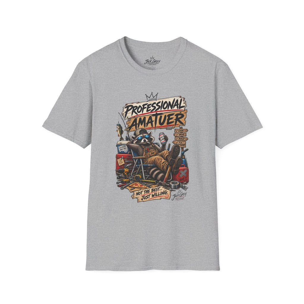 Professional Amatuer raccoon illustration T-Shirt | Funny camping graphic